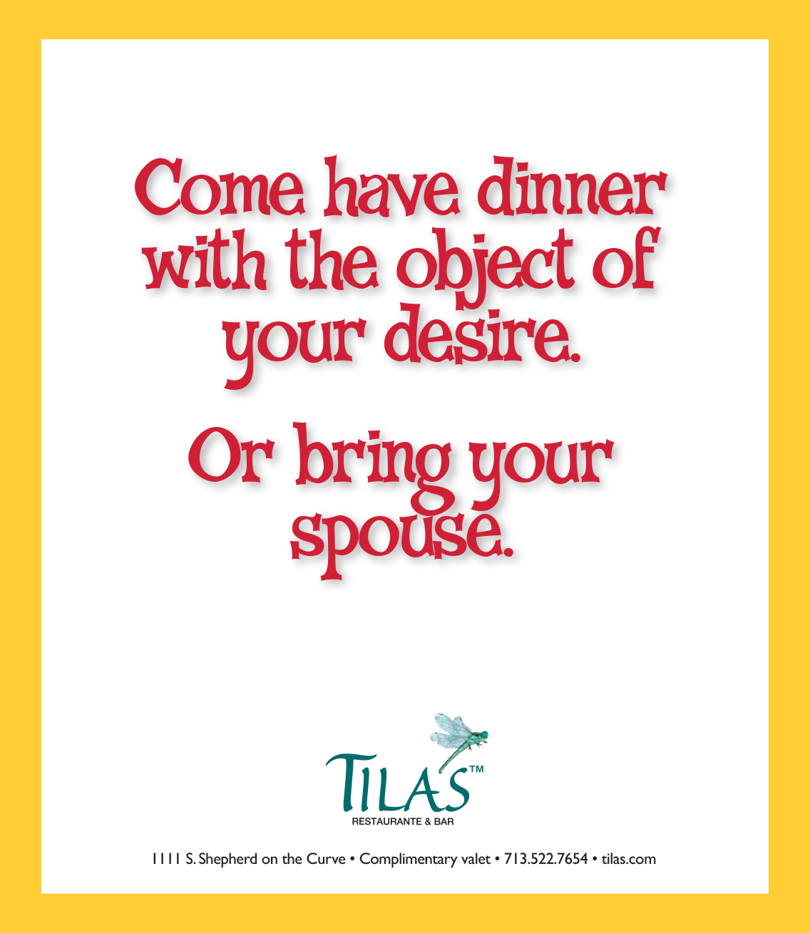 Tila's Restaurante advertising